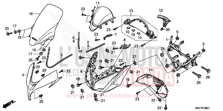 GAINE DE PROTECTION AVANT (FJS600A9-2KO/FJS600AB/DB) de SILVER WING SWORD SILVER METALLIC (NHA95) de 2011